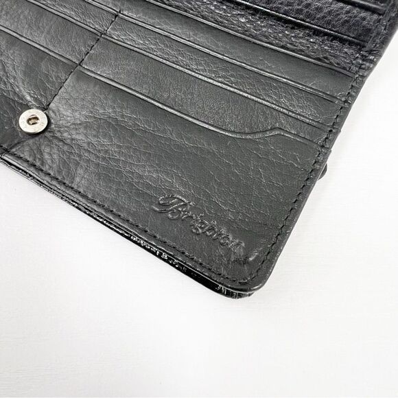 Brighton Rockmore Large Wallet on a Chain Crossbody Black Silver Patent Leather - Picture 4 of 6